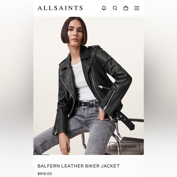 ALL SAINTS BLACK BALFERN LEATHER BIKER JACKET - EUC! - Picture 2 of 13